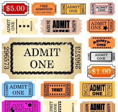 Set of ticket admit one